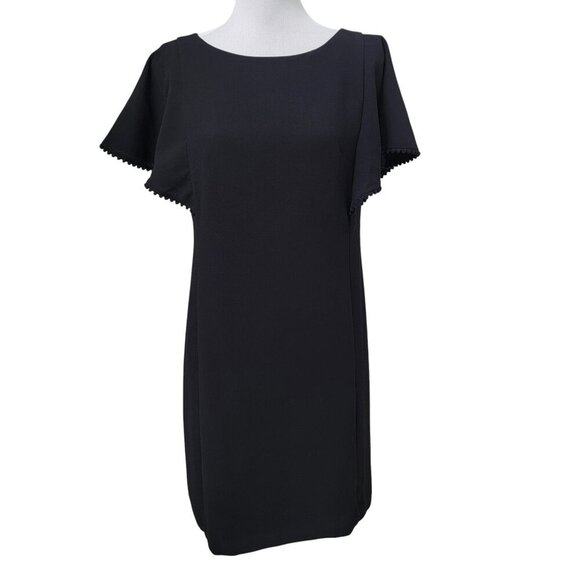 Loft Size 4 Black Flutter Sleeve Sheath Dress, Gently Used Condition - Picture 1 of 16